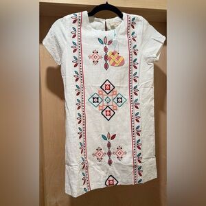 Hayden Girls White 100% Cotton Dress With embroidery Size Large NEW